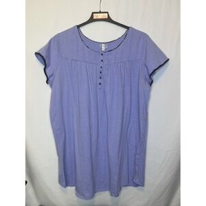 Aria Collection‎ Women's Size 4X House Dress Purple /Black Dots Lace Trim Pocket